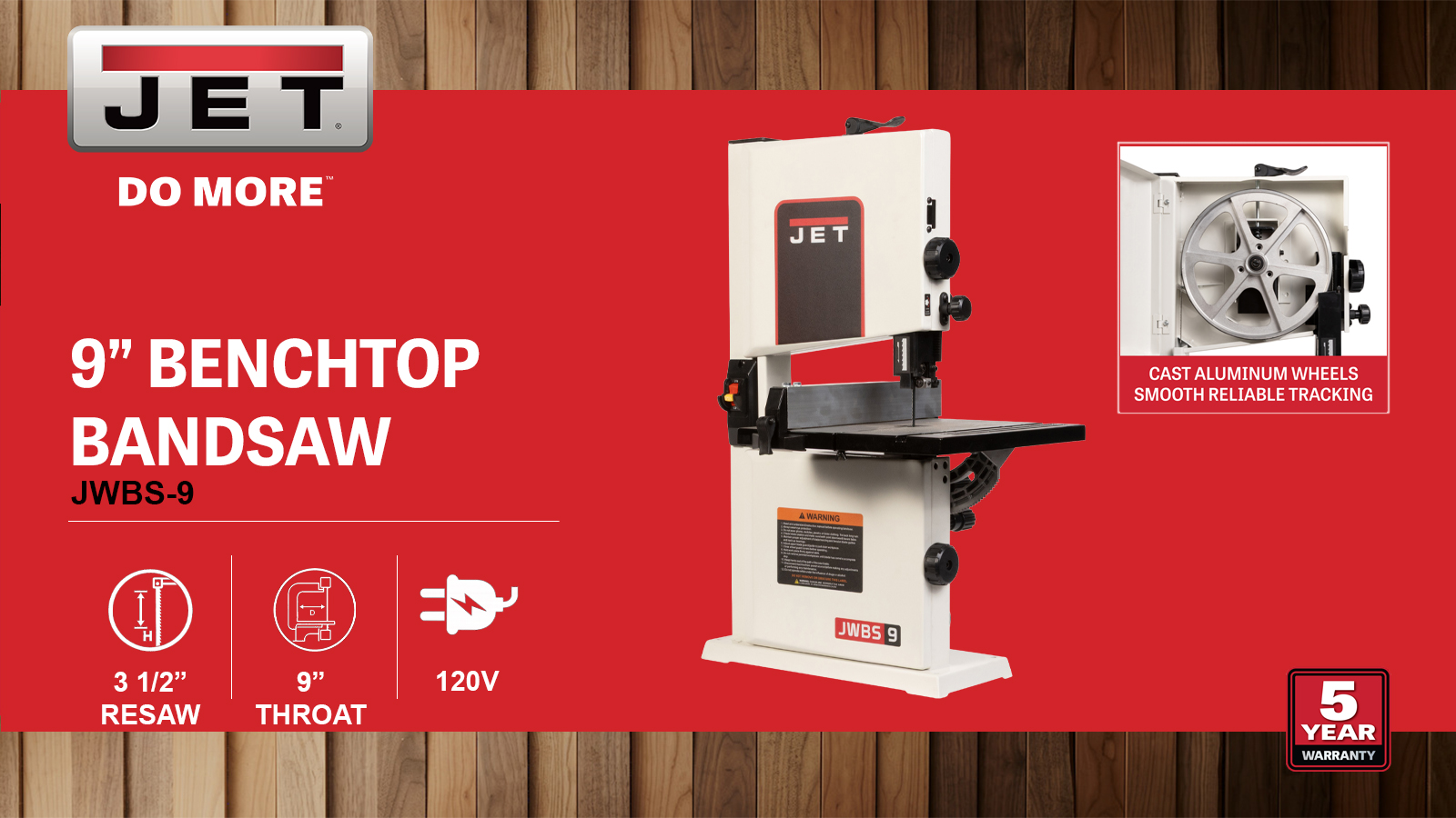 9" Benchtop Bandsaw, 120V 1PH(JWBS-9)