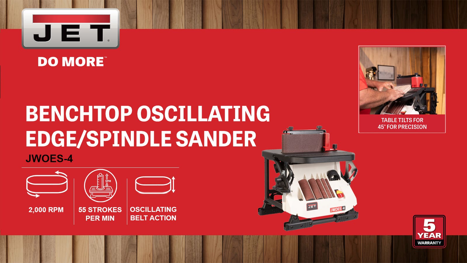 Oscillating Edge/Spindle Benchtop Sander, 0.5HP, 120V 1PH(JWOES-4)