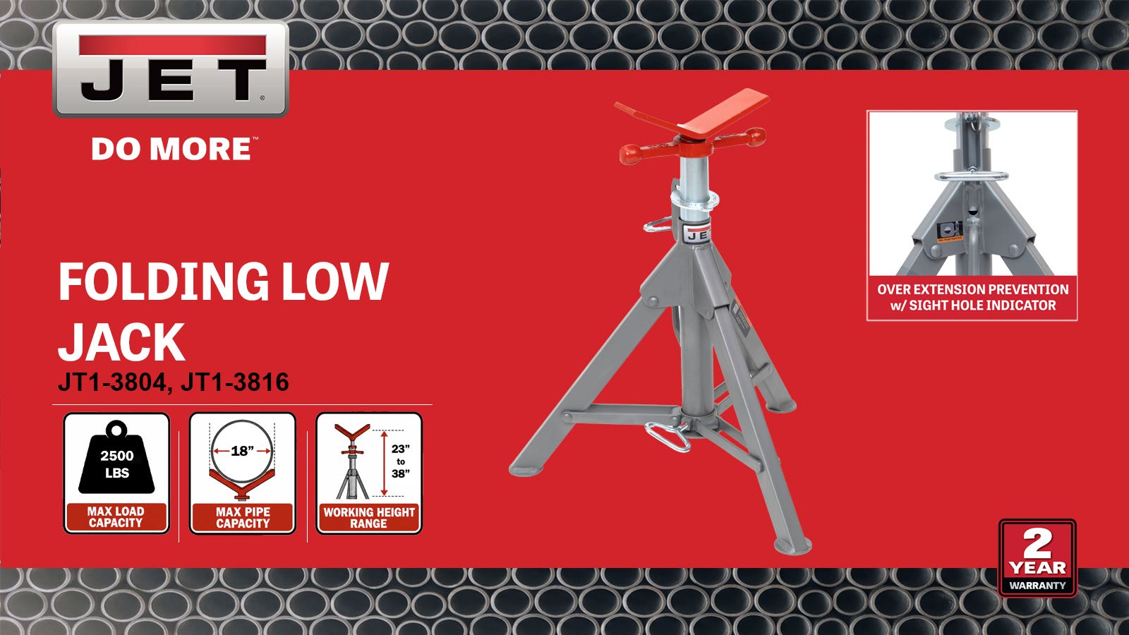 Low Folding Pipe Jack Stand (JPJ-LFD-V)