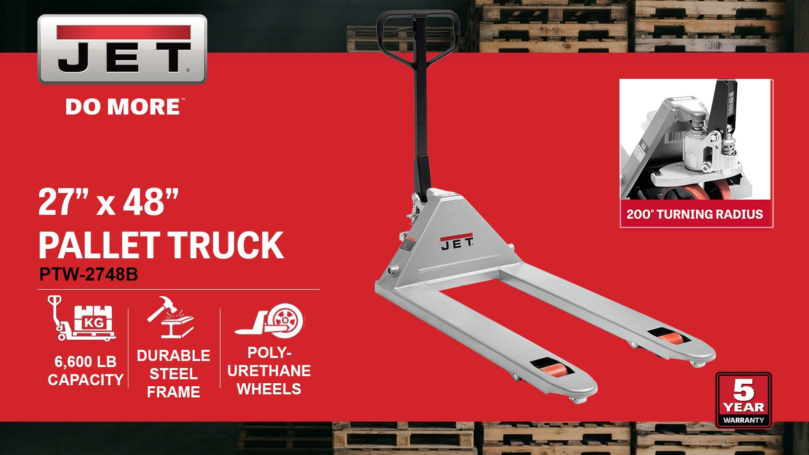 27" x 48" 6,600 lb Capacity Pallet Truck(PTW-2748B)