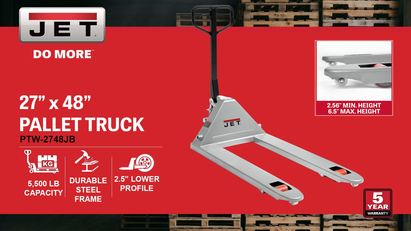 27" x 48" 5,500 lb Capacity Pallet Truck(PT-2748JB)